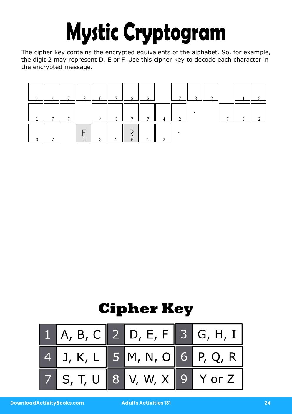 Mystic Cryptogram in Adults Activities 131