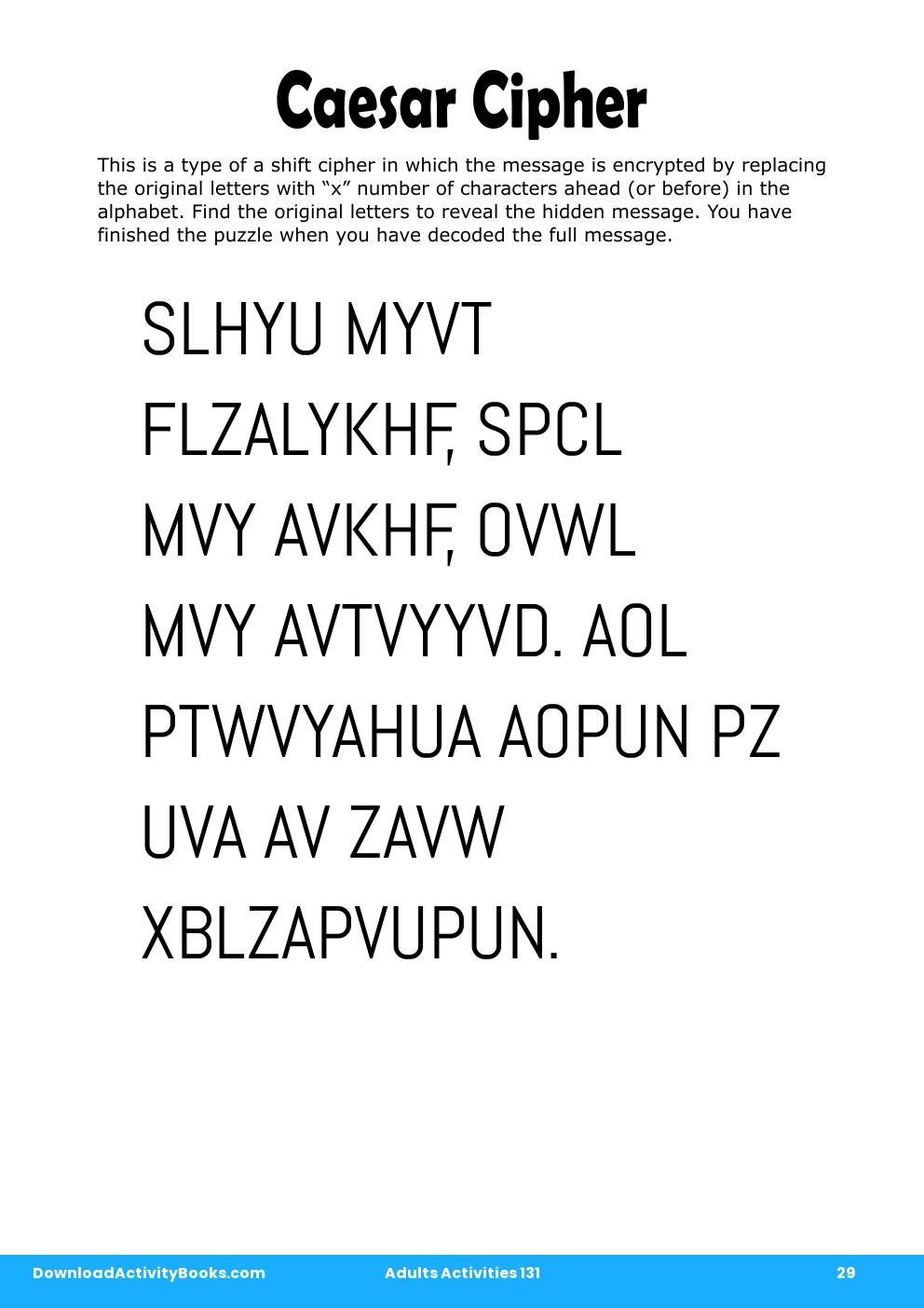 Caesar Cipher in Adults Activities 131