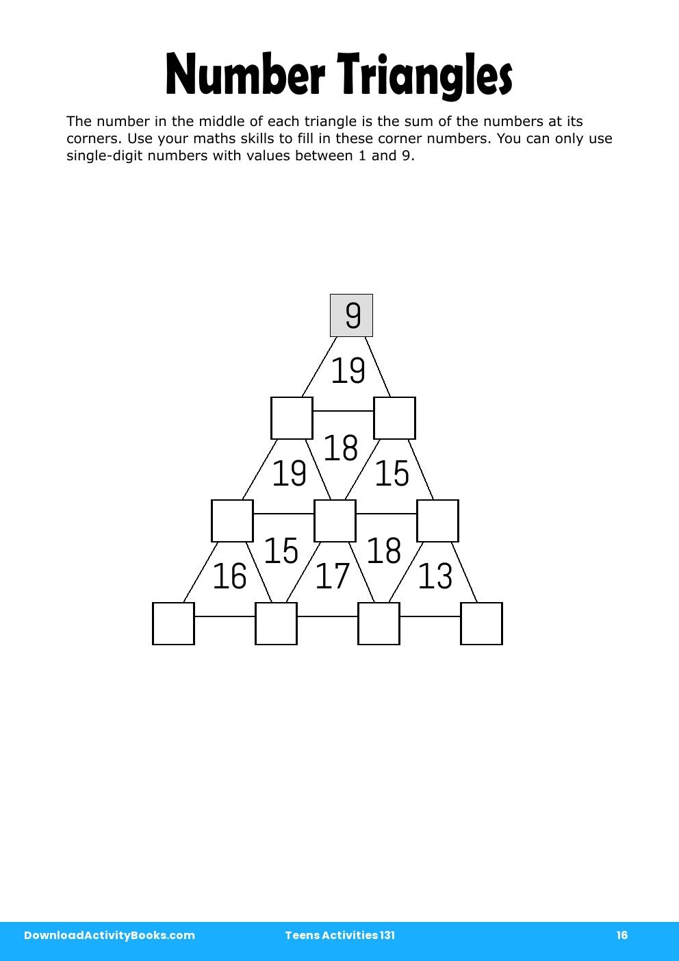 Number Triangles in Teens Activities 131
