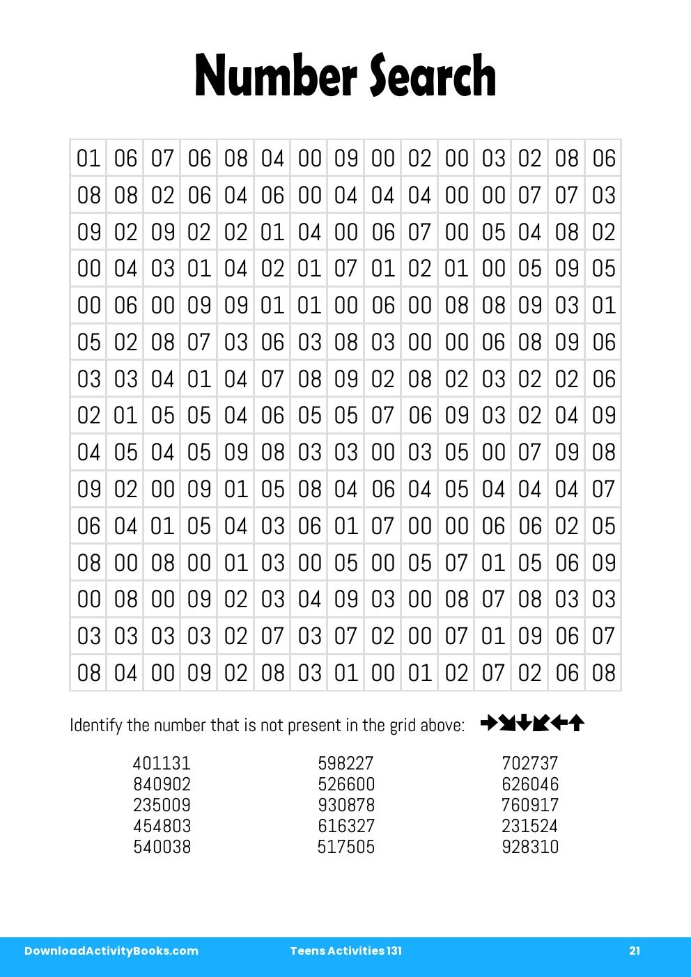 Number Search in Teens Activities 131