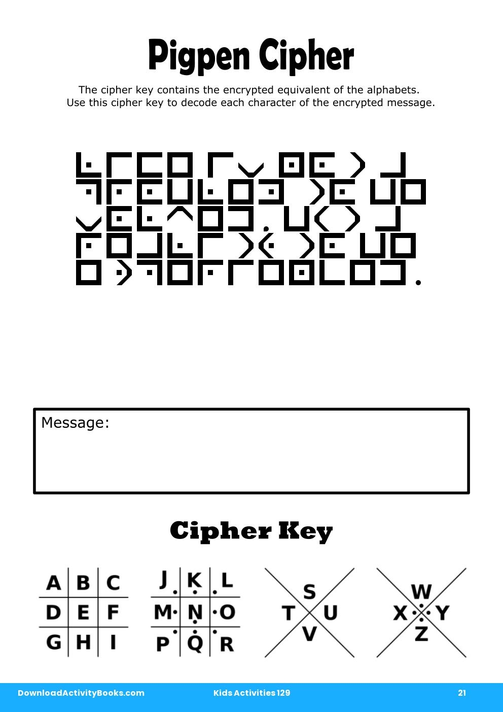 Pigpen Cipher in Kids Activities 129