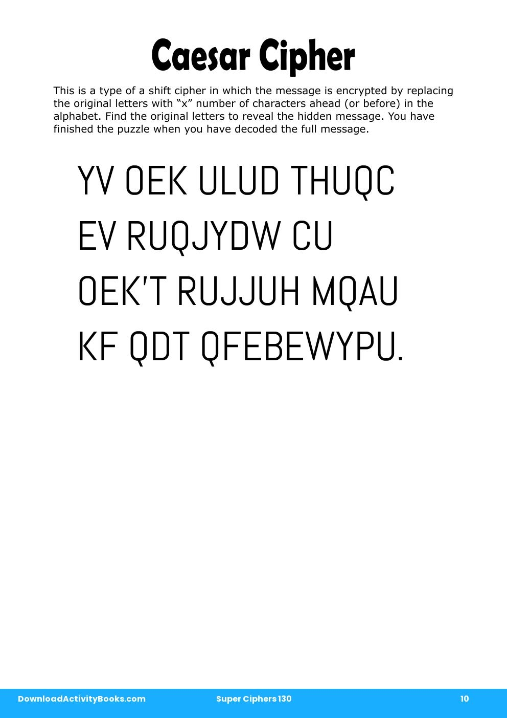 Caesar Cipher in Super Ciphers 130