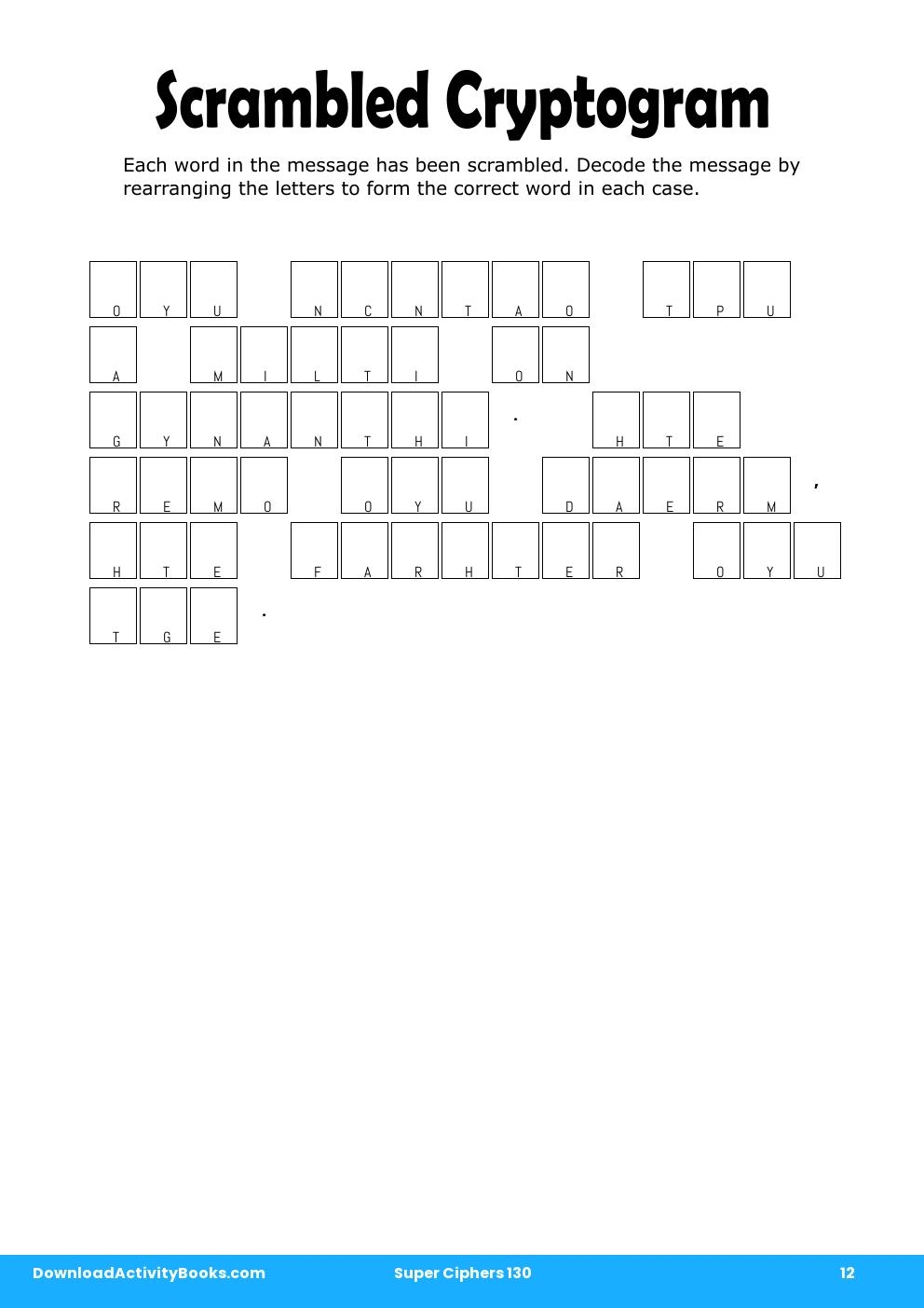 Scrambled Cryptogram in Super Ciphers 130