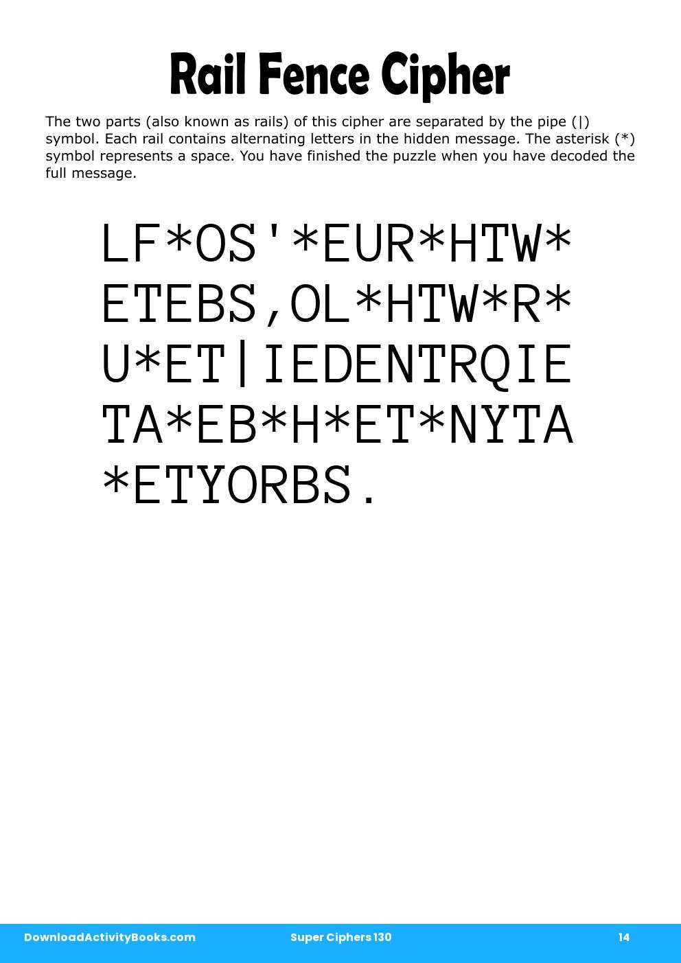 Rail Fence Cipher in Super Ciphers 130