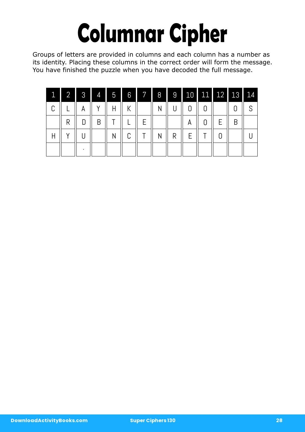 Columnar Cipher in Super Ciphers 130