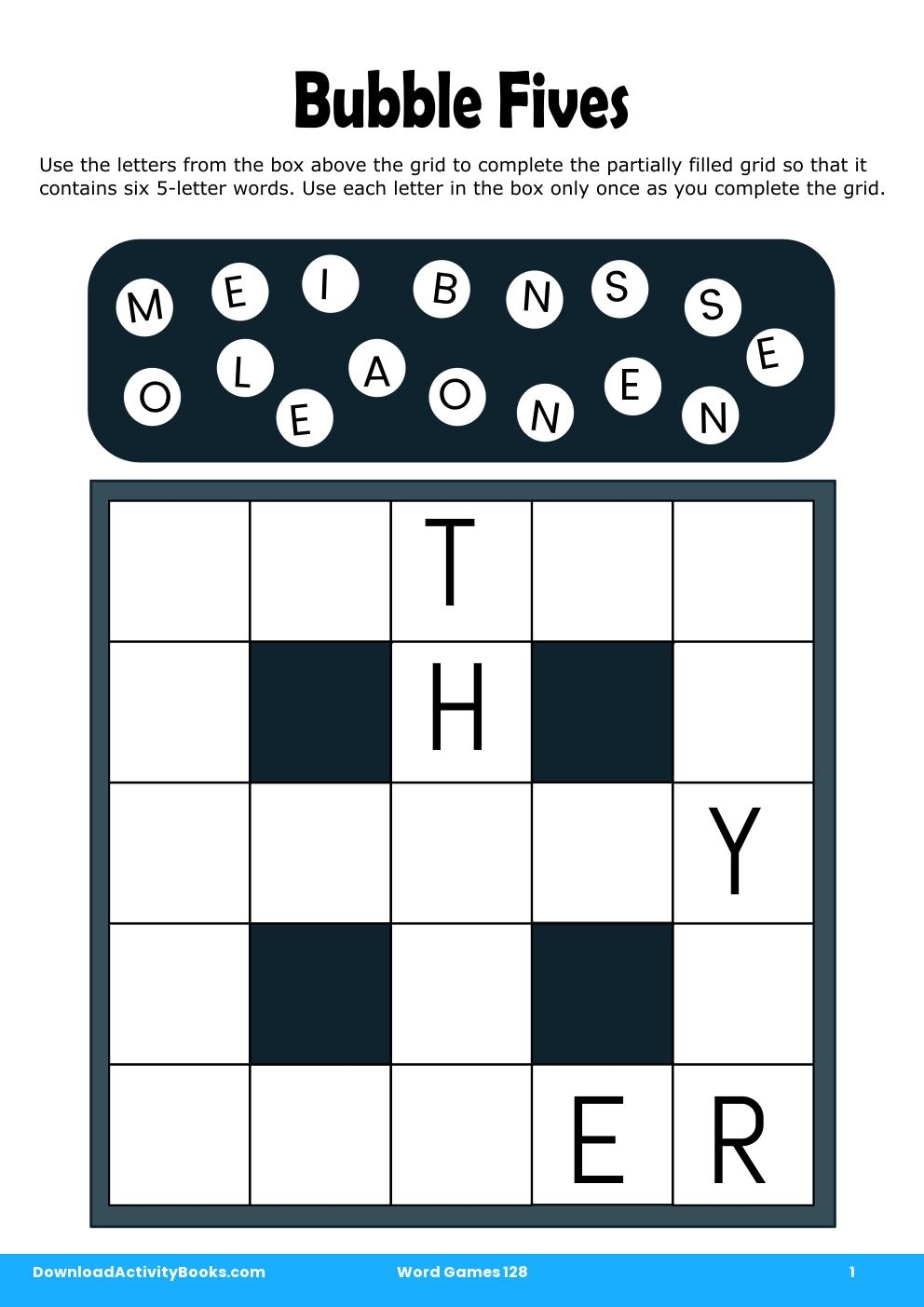 Bubble Fives in Word Games 128