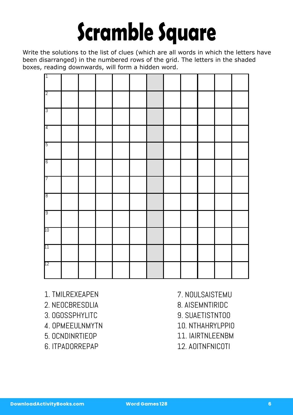 Scramble Square in Word Games 128