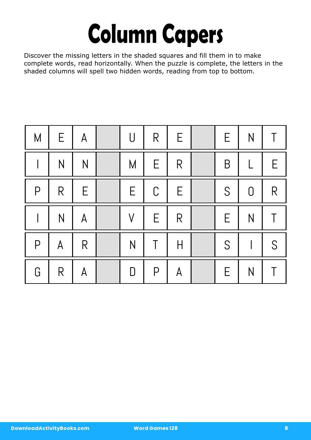 Column Capers in Word Games 128