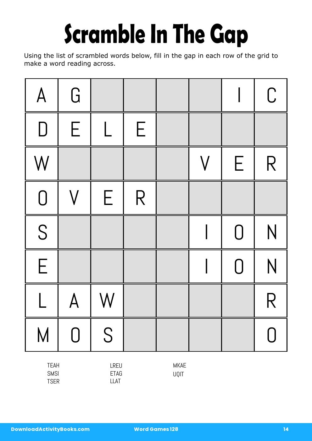 Scramble In The Gap in Word Games 128