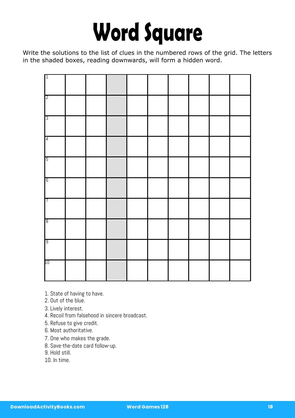 Word Square in Word Games 128