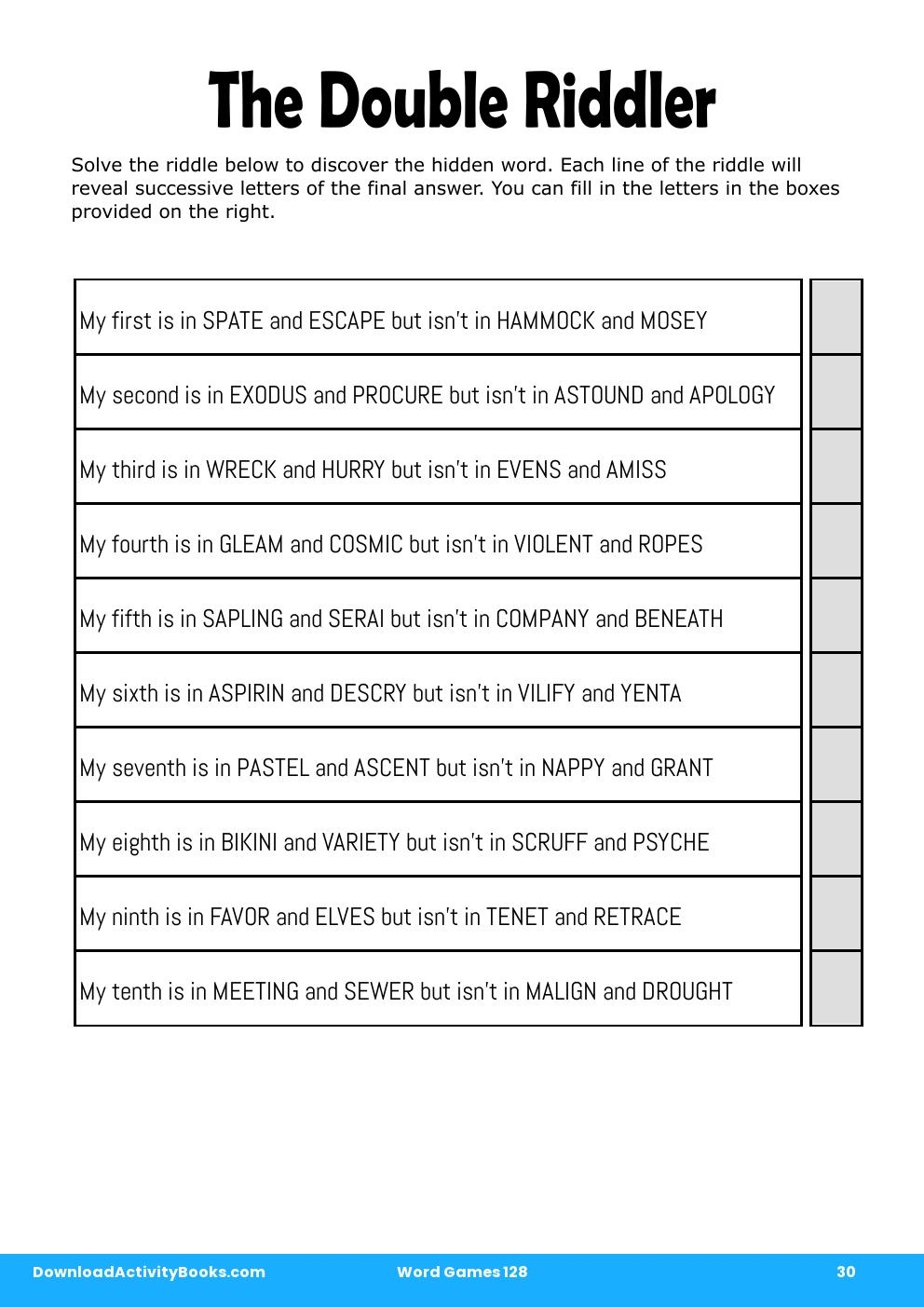 The Double Riddler in Word Games 128