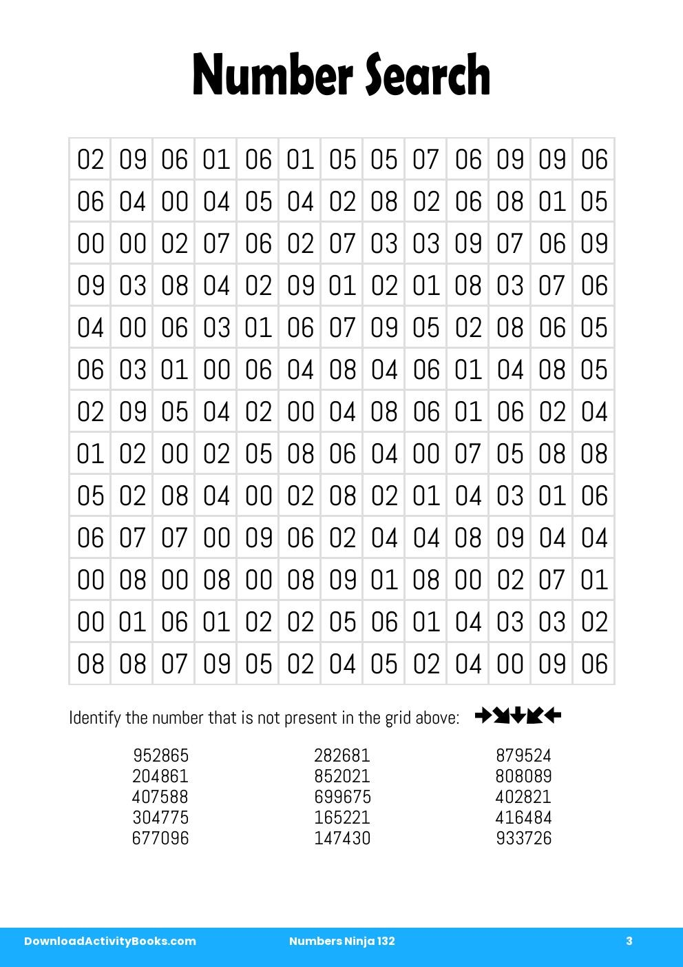 Number Search in Numbers Ninja 132