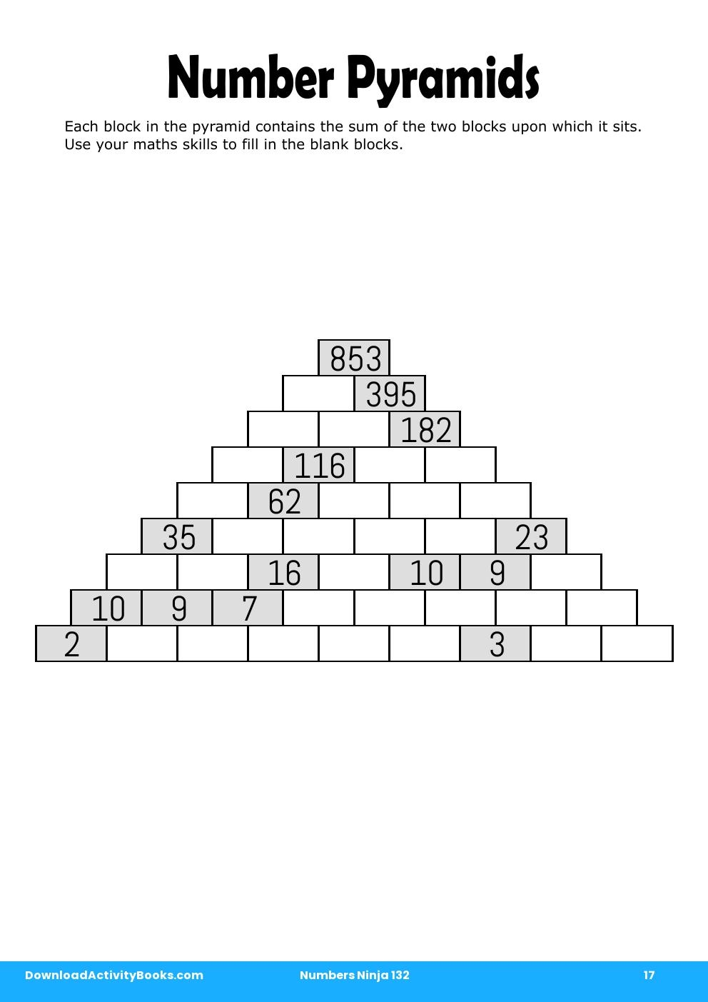 Number Pyramids in Numbers Ninja 132