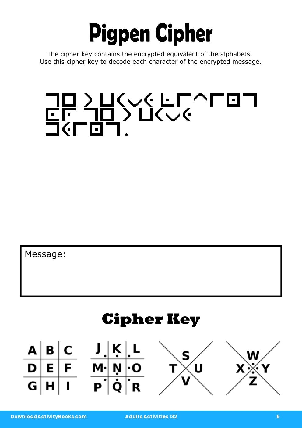 Pigpen Cipher in Adults Activities 132