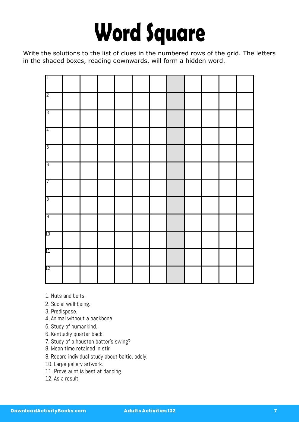 Word Square in Adults Activities 132