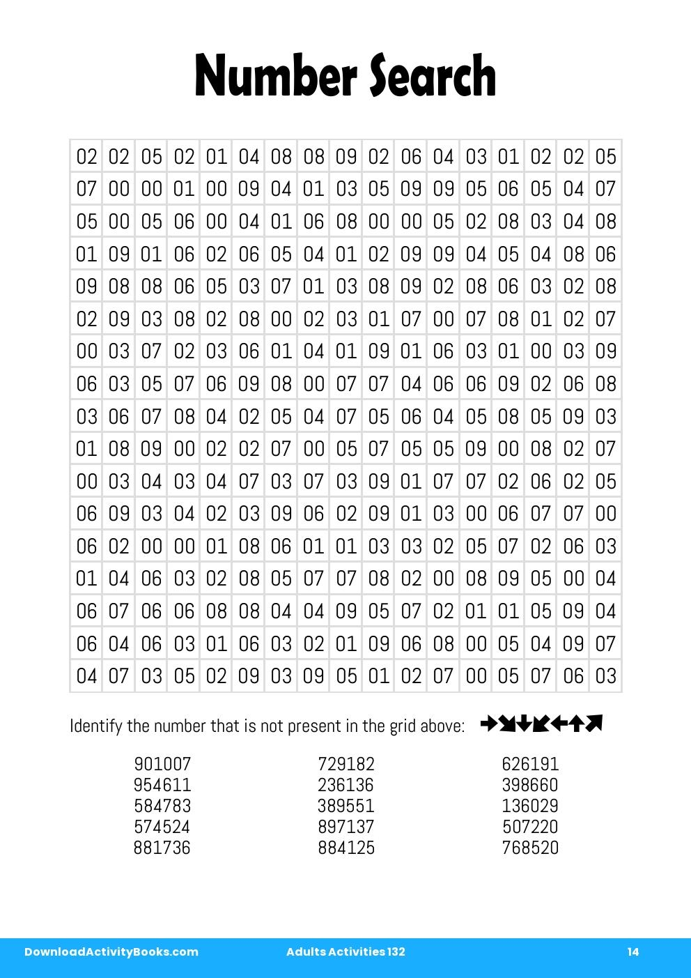 Number Search in Adults Activities 132