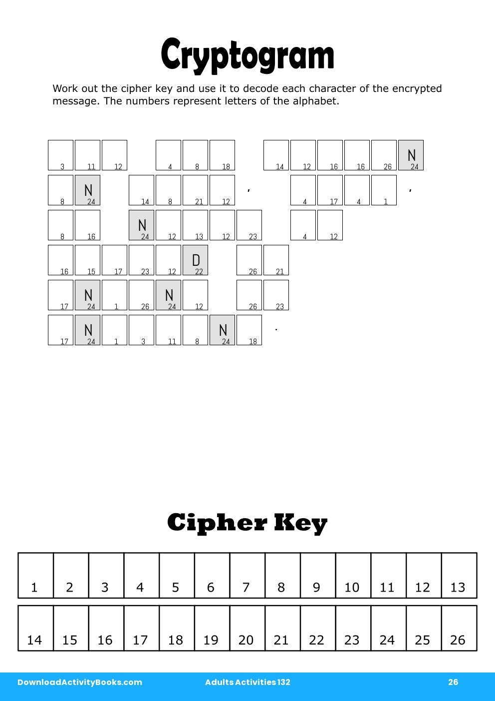 Cryptogram in Adults Activities 132