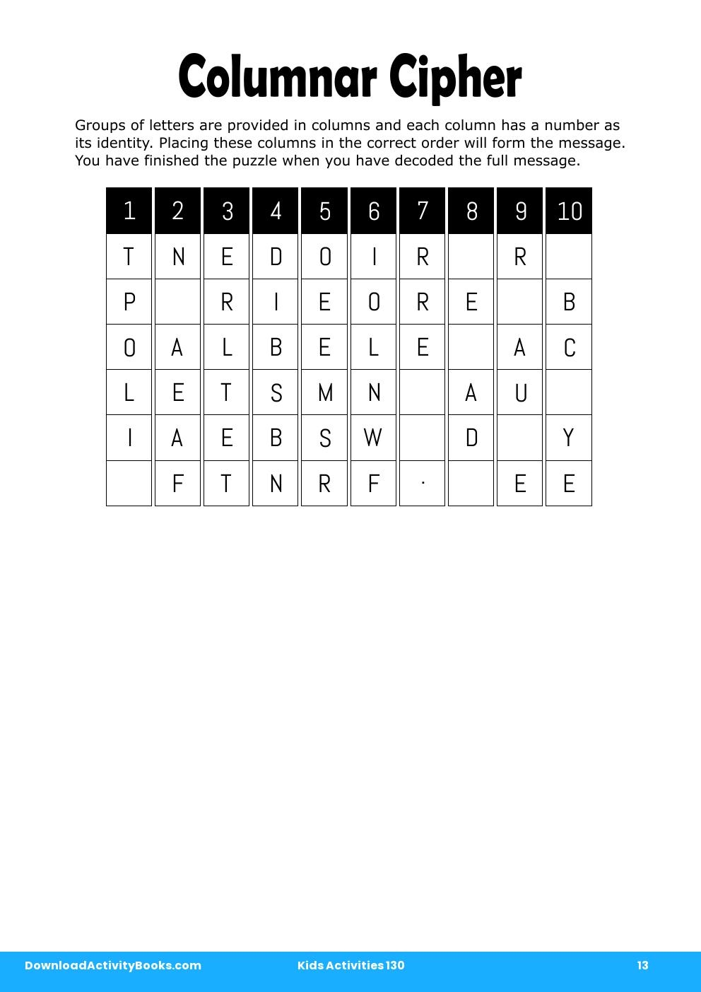 Columnar Cipher in Kids Activities 130