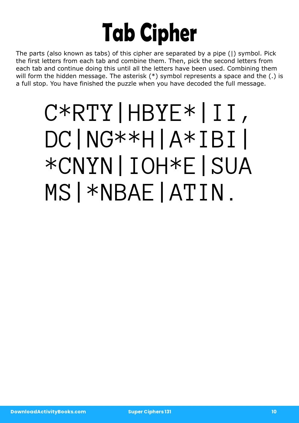 Tab Cipher in Super Ciphers 131