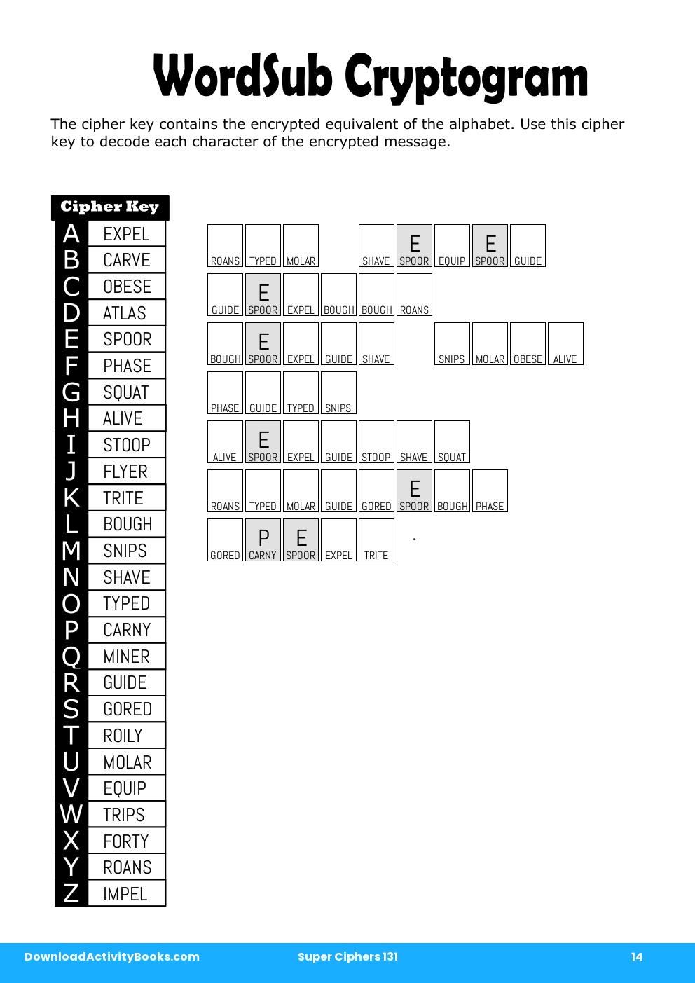 WordSub Cryptogram in Super Ciphers 131