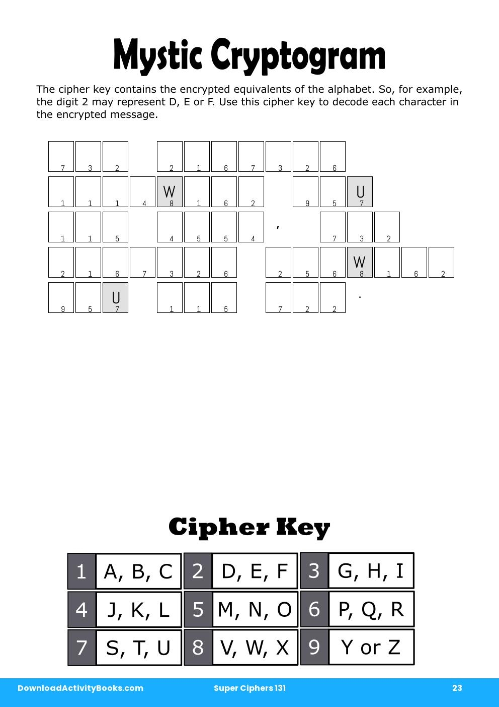 Mystic Cryptogram in Super Ciphers 131