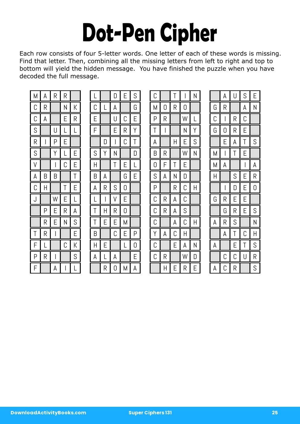 Dot-Pen Cipher in Super Ciphers 131