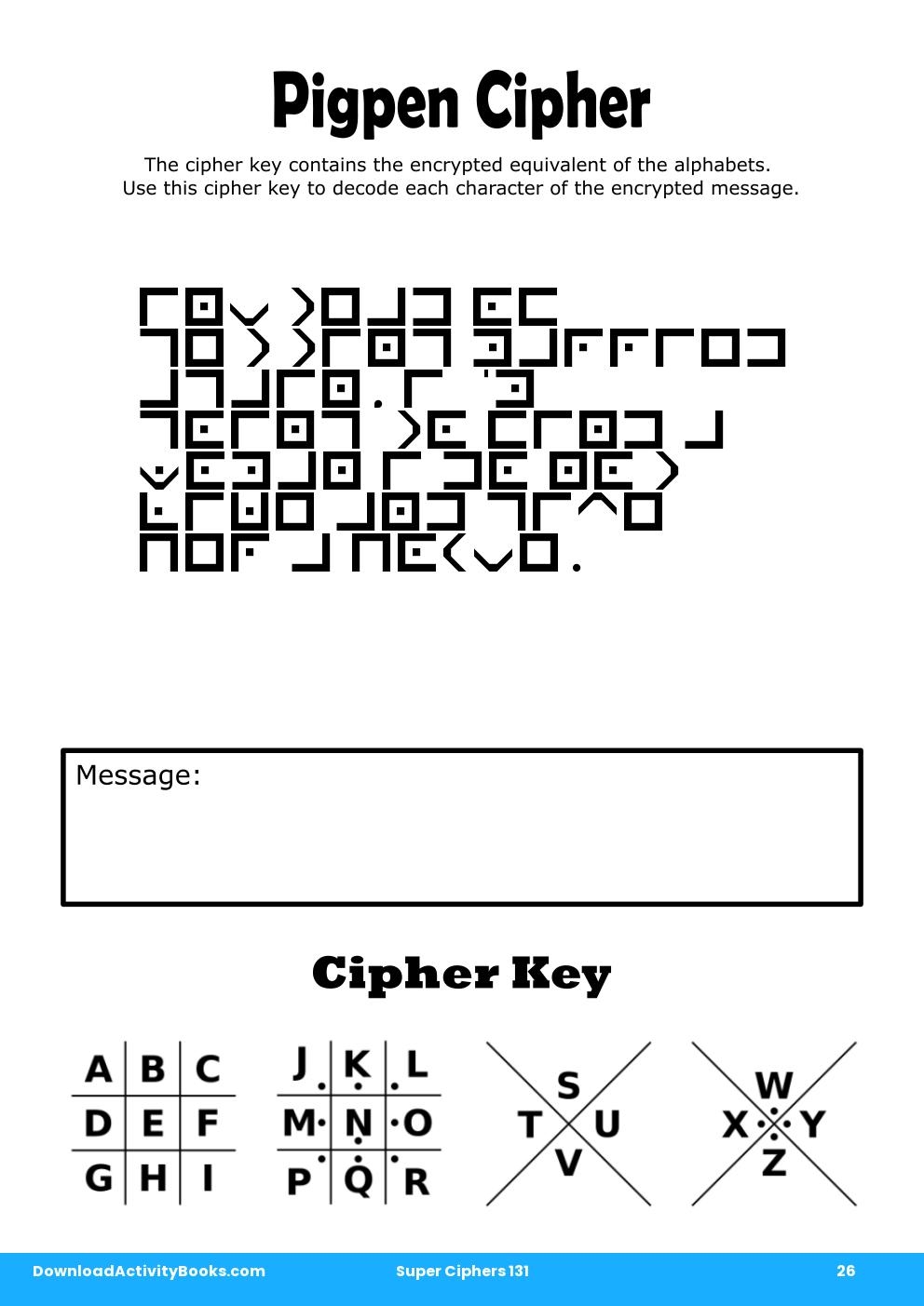 Pigpen Cipher in Super Ciphers 131