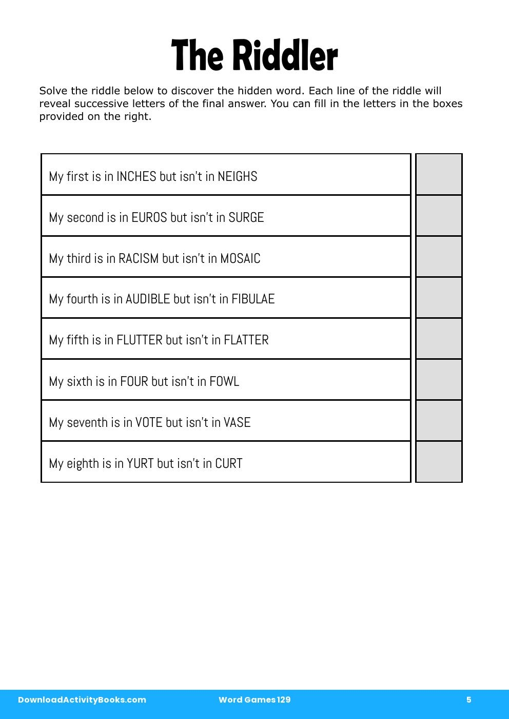 The Riddler in Word Games 129