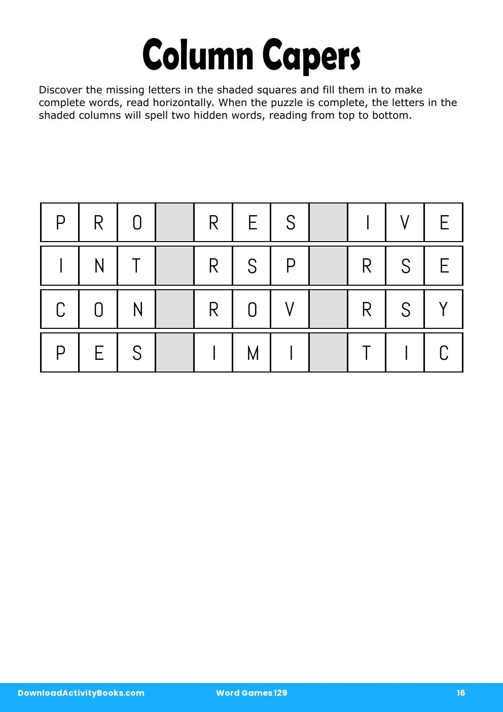 Column Capers in Word Games 129