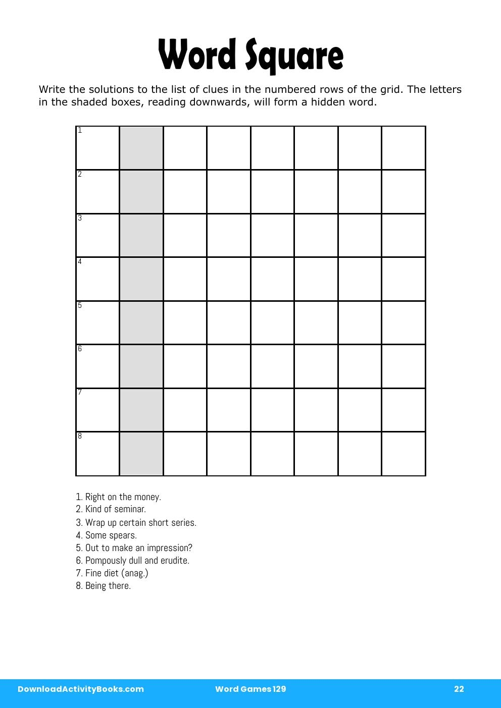 Word Square in Word Games 129