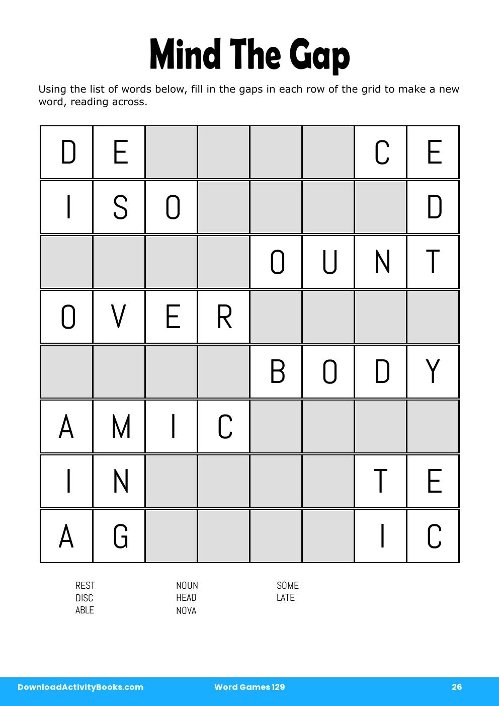 Mind The Gap in Word Games 129