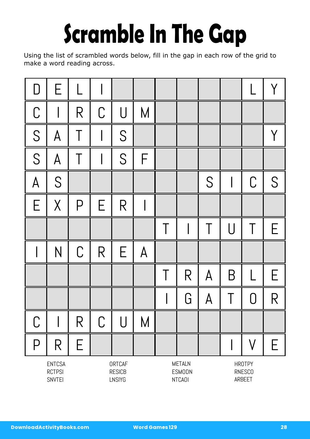 Scramble In The Gap in Word Games 129