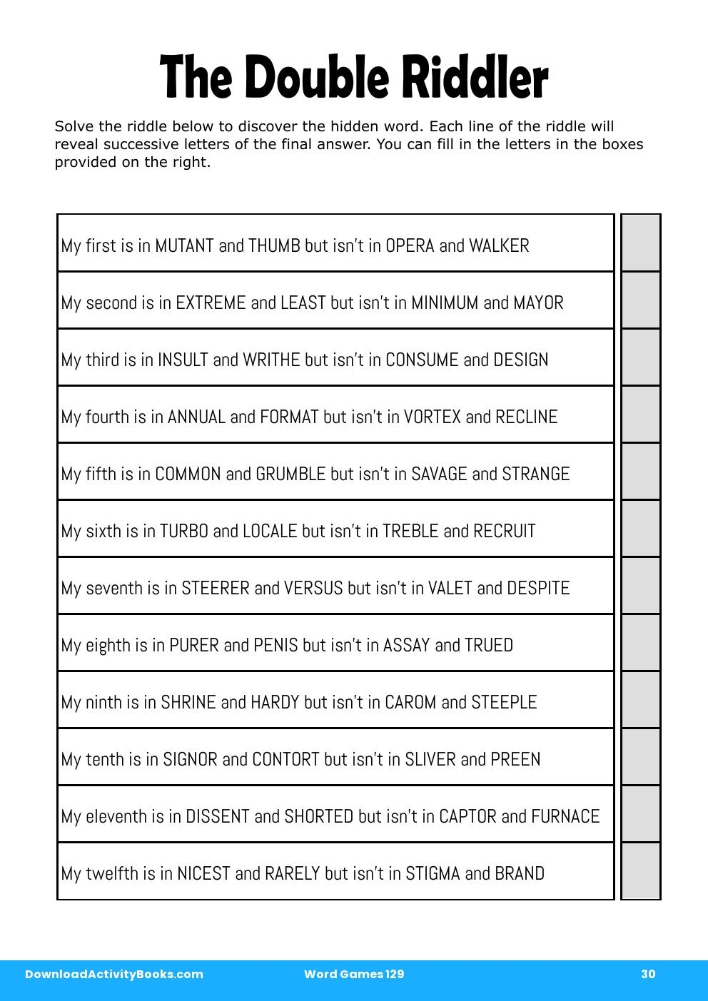 The Double Riddler in Word Games 129