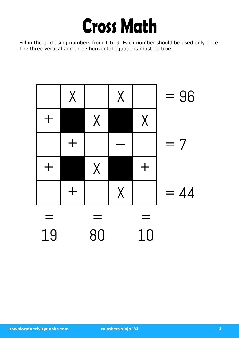 Cross Math in Numbers Ninja 133