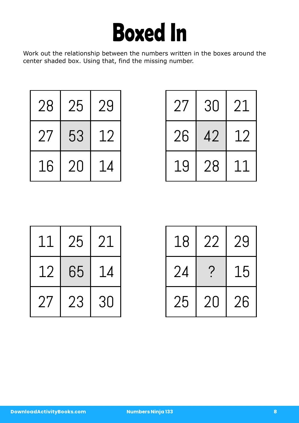 Boxed In in Numbers Ninja 133