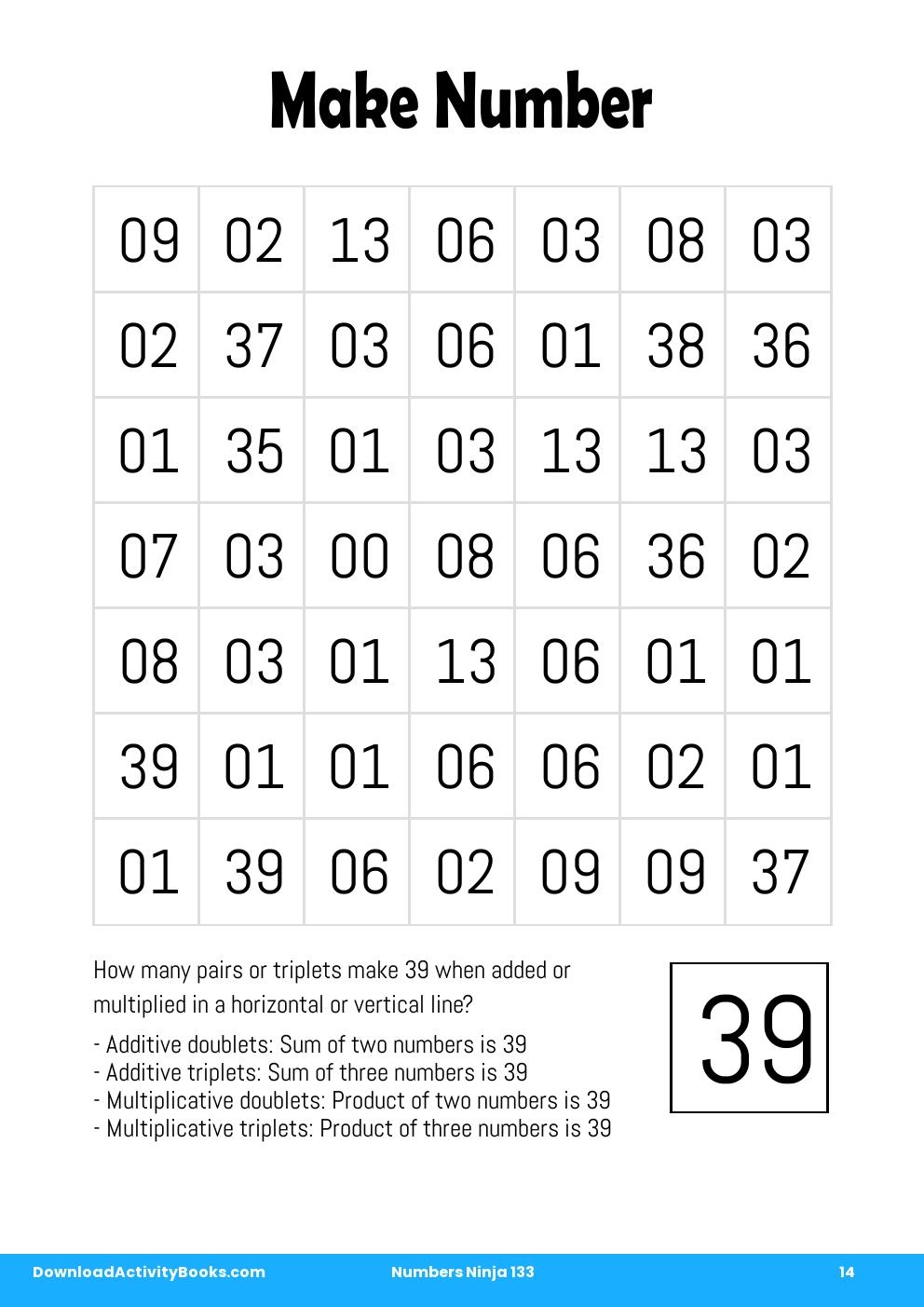 Make Number in Numbers Ninja 133