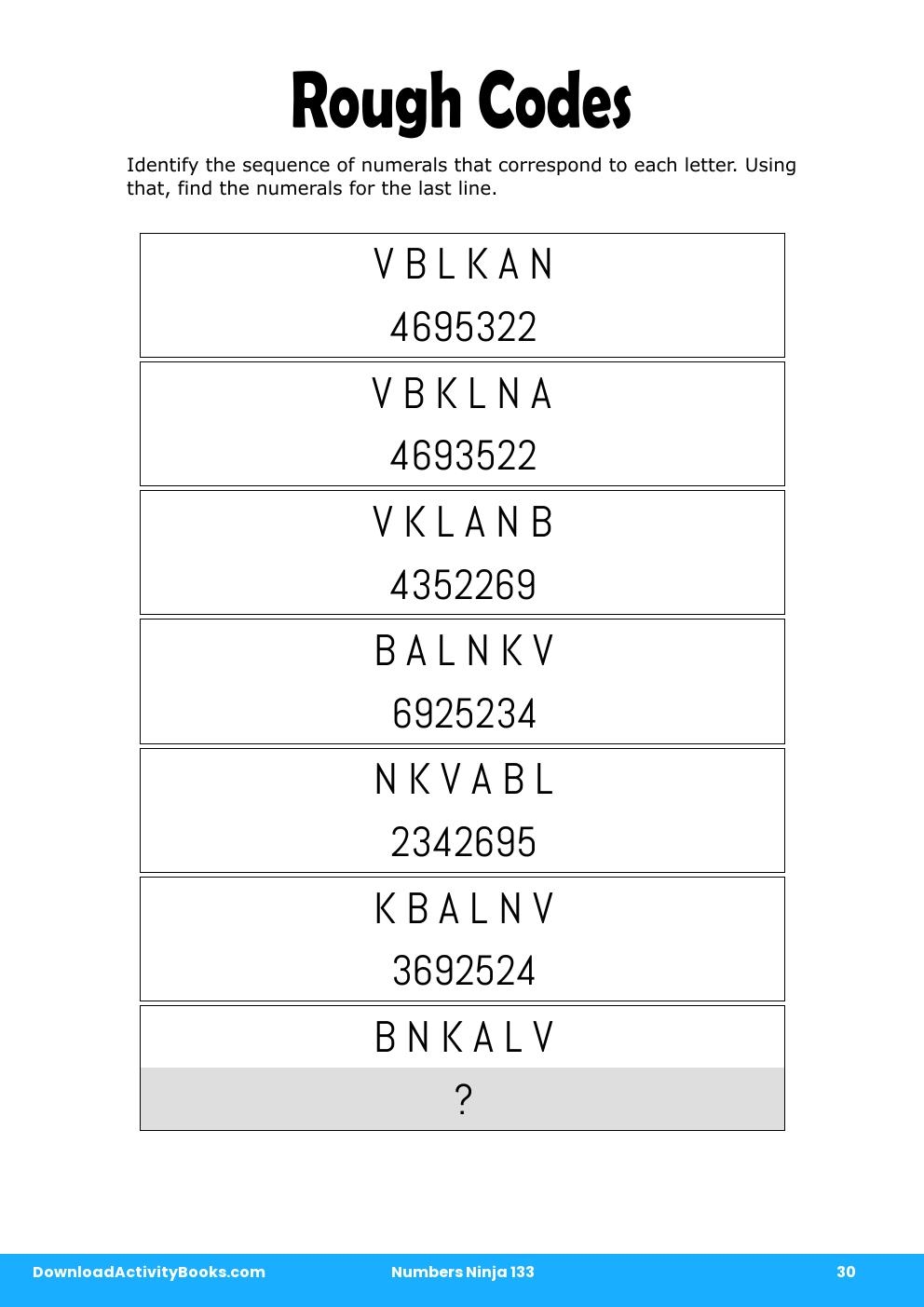 Rough Codes in Numbers Ninja 133