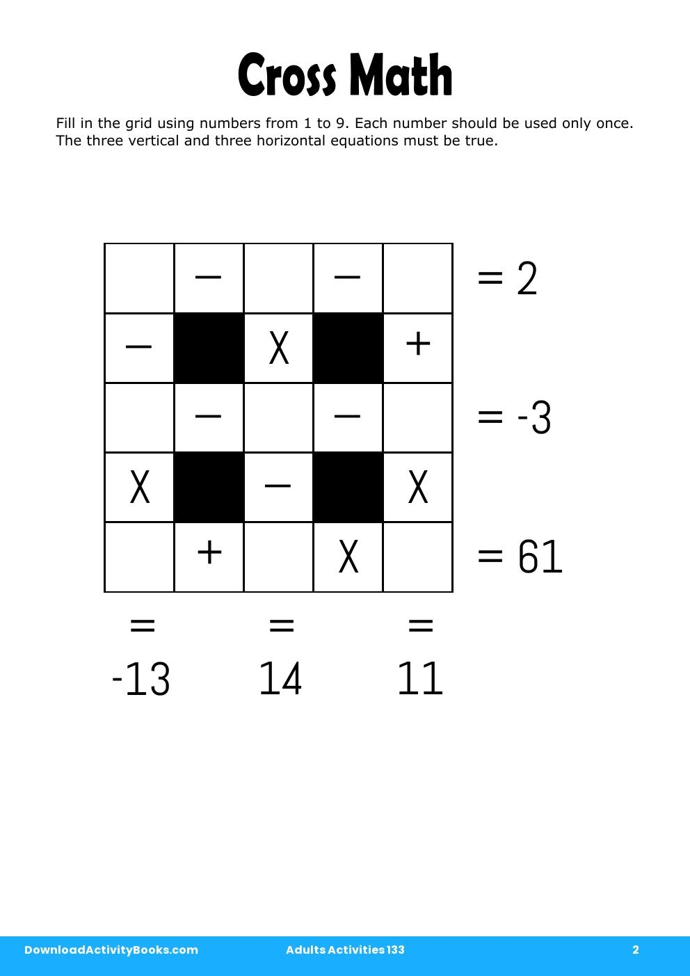 Cross Math in Adults Activities 133