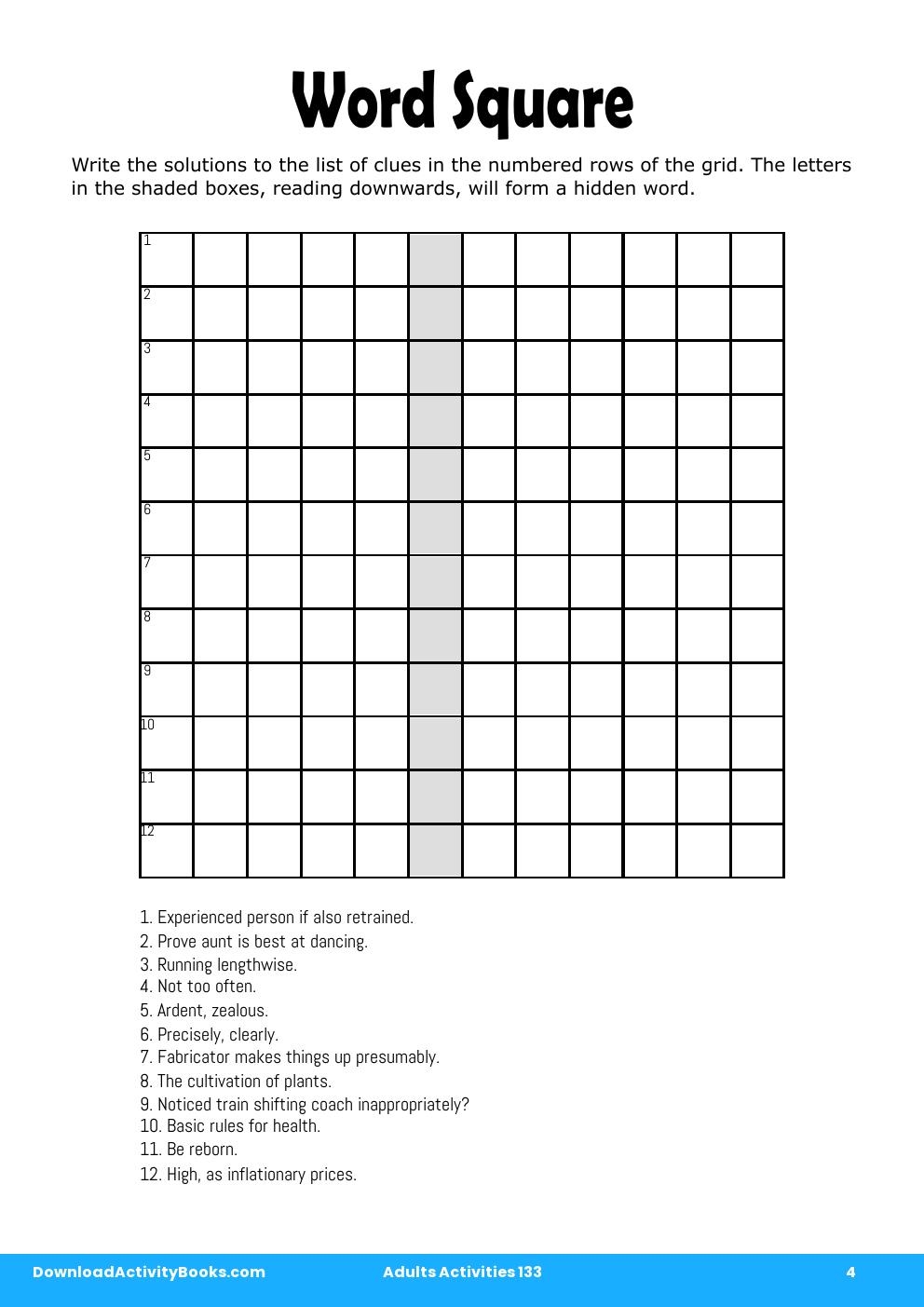 Word Square in Adults Activities 133