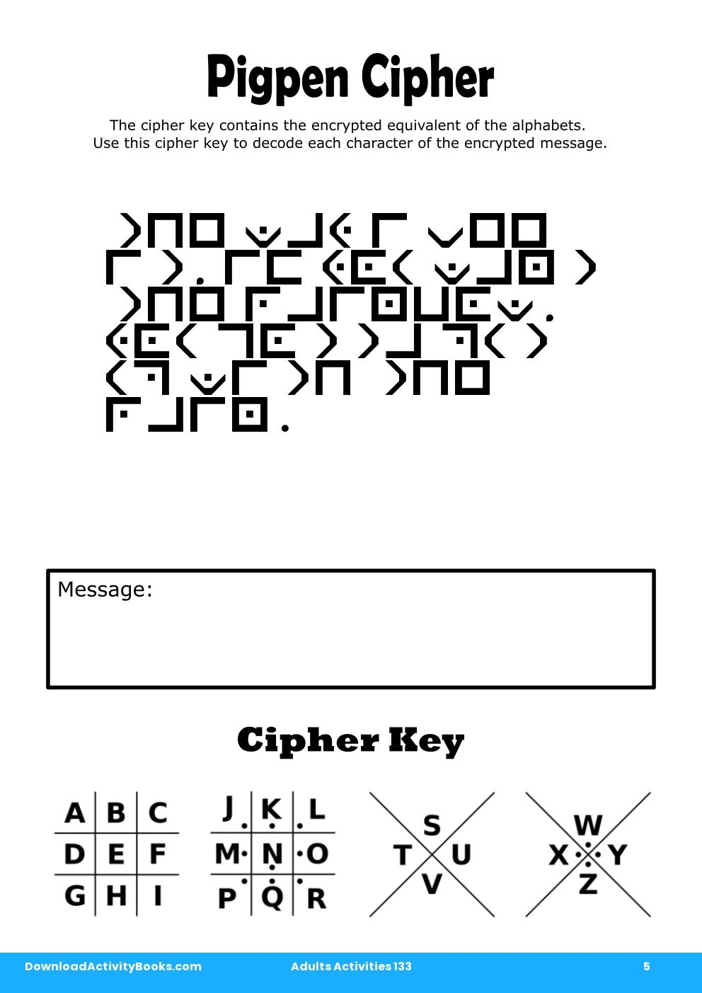 Pigpen Cipher in Adults Activities 133