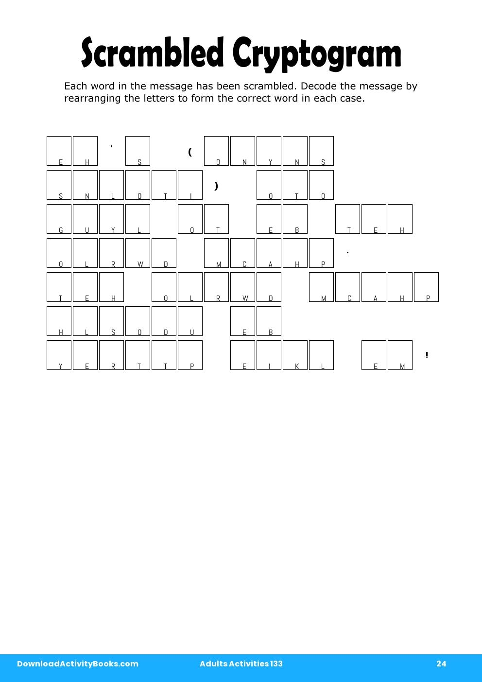 Scrambled Cryptogram in Adults Activities 133