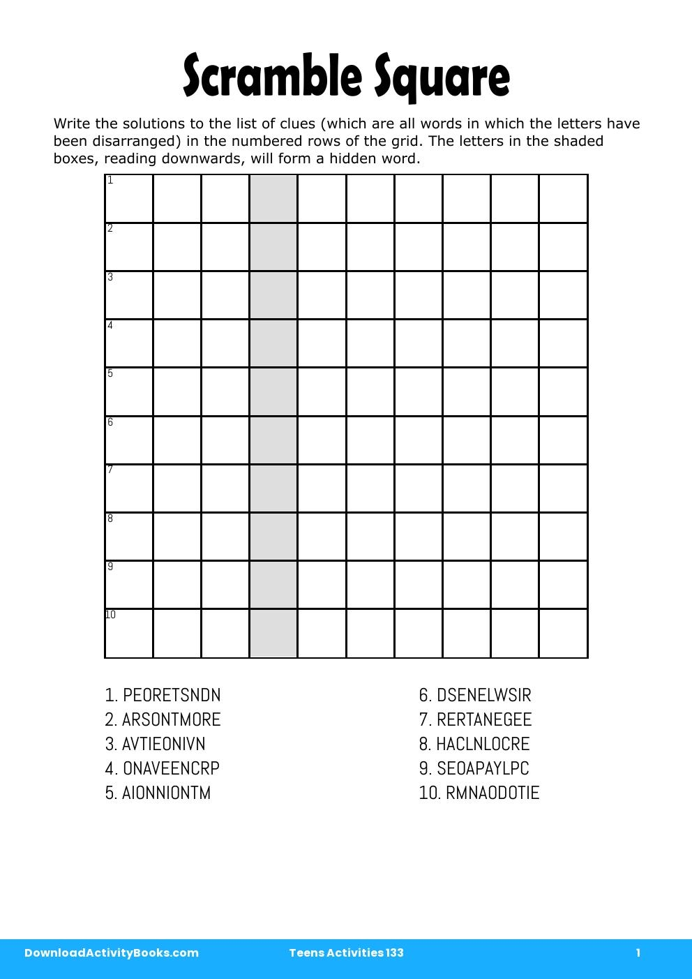 Scramble Square in Teens Activities 133