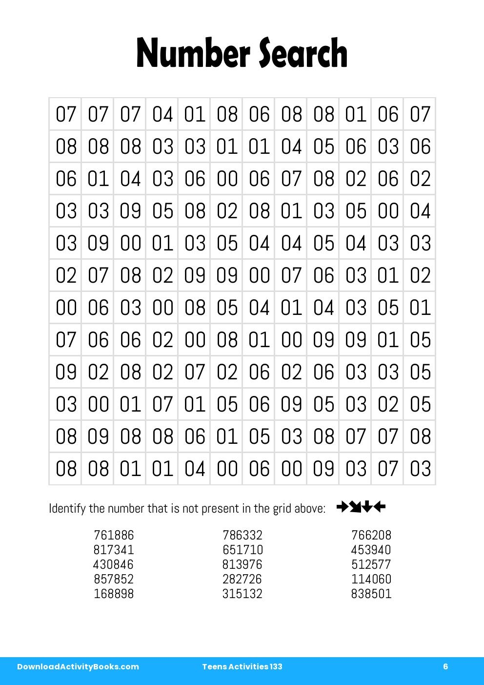 Number Search in Teens Activities 133