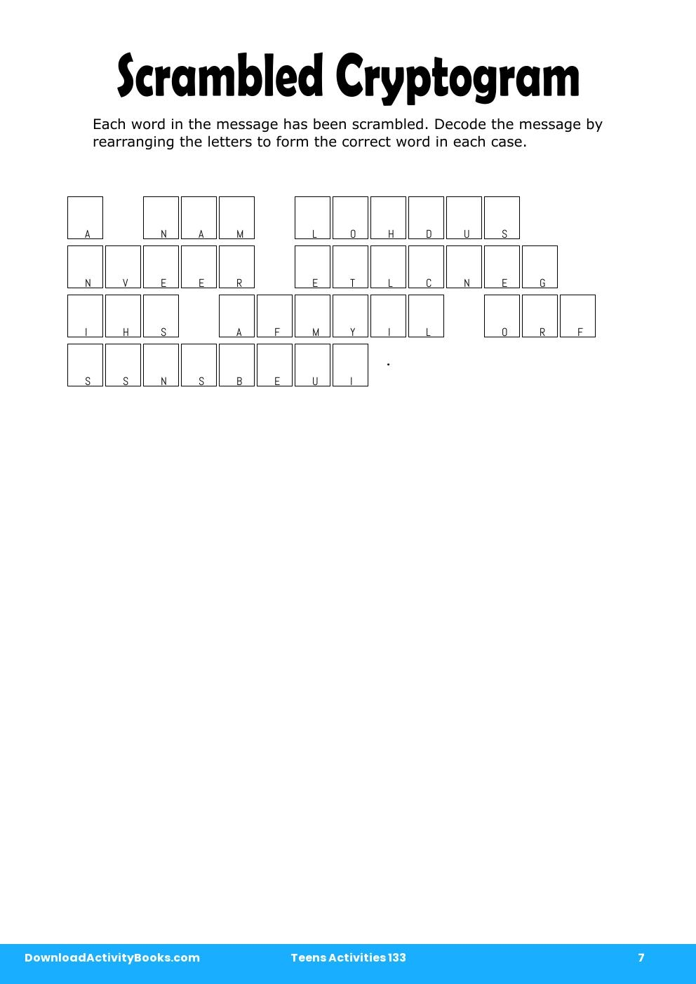 Scrambled Cryptogram in Teens Activities 133