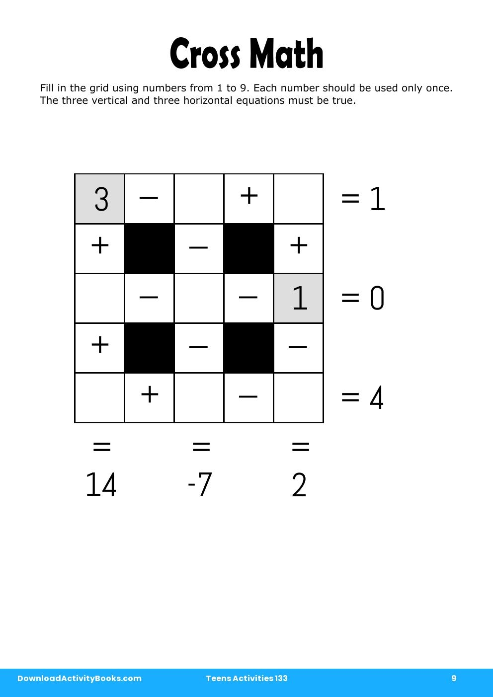 Cross Math in Teens Activities 133