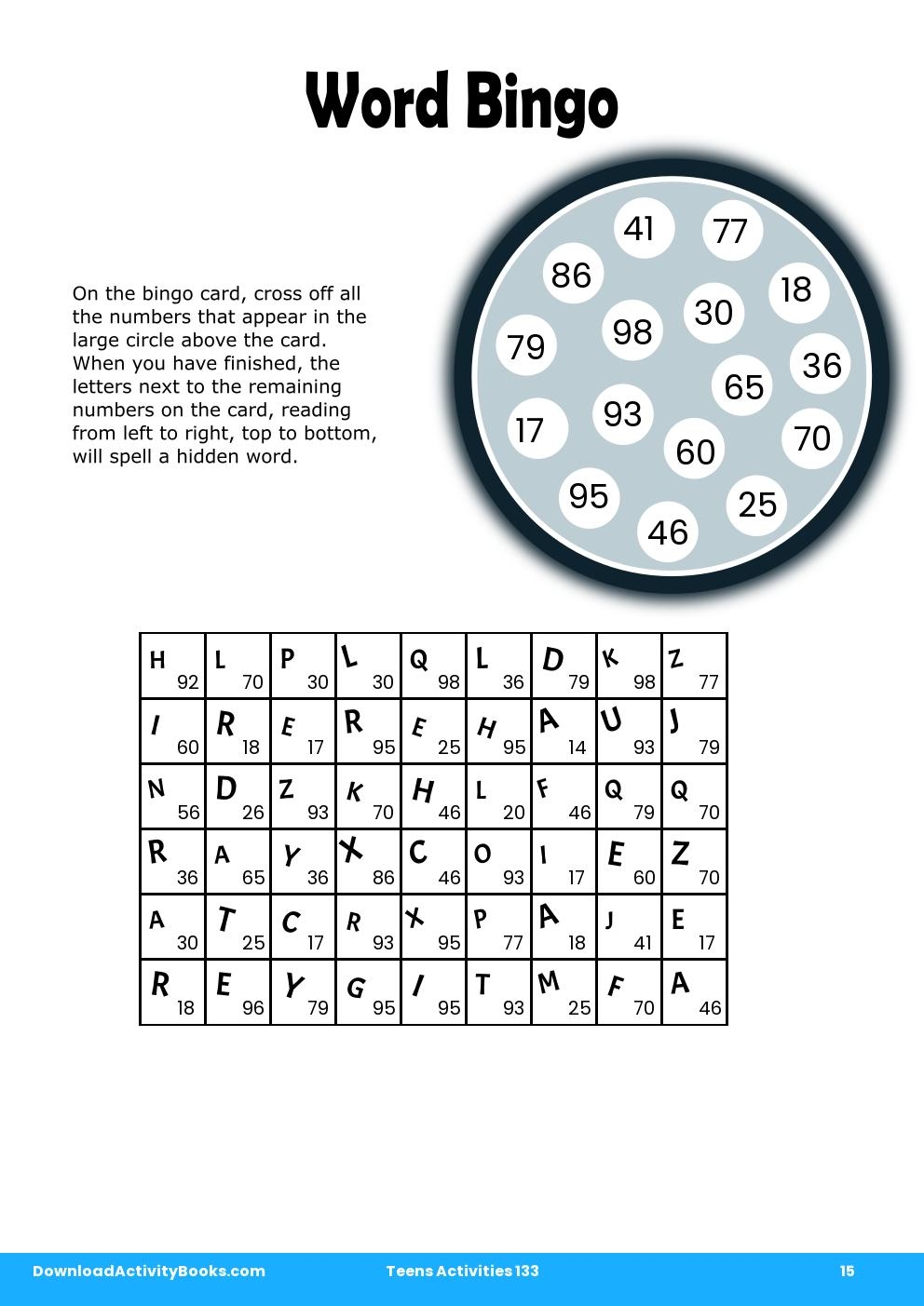 Word Bingo in Teens Activities 133