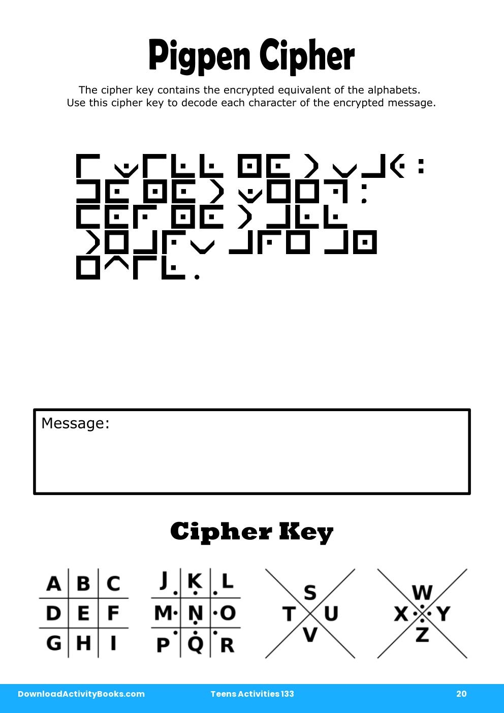 Pigpen Cipher in Teens Activities 133