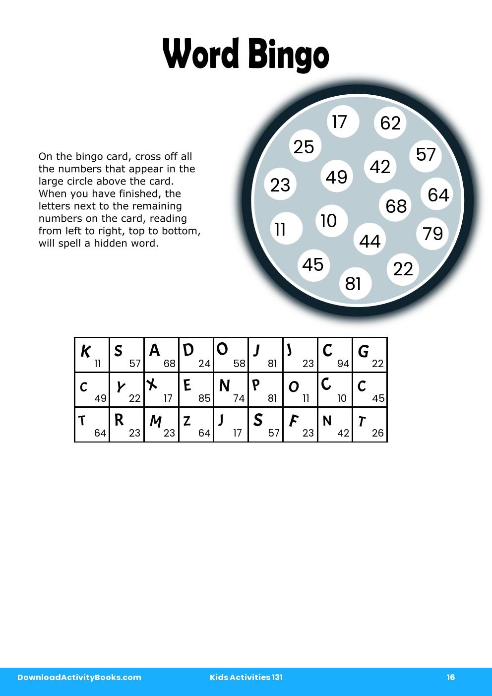 Word Bingo in Kids Activities 131