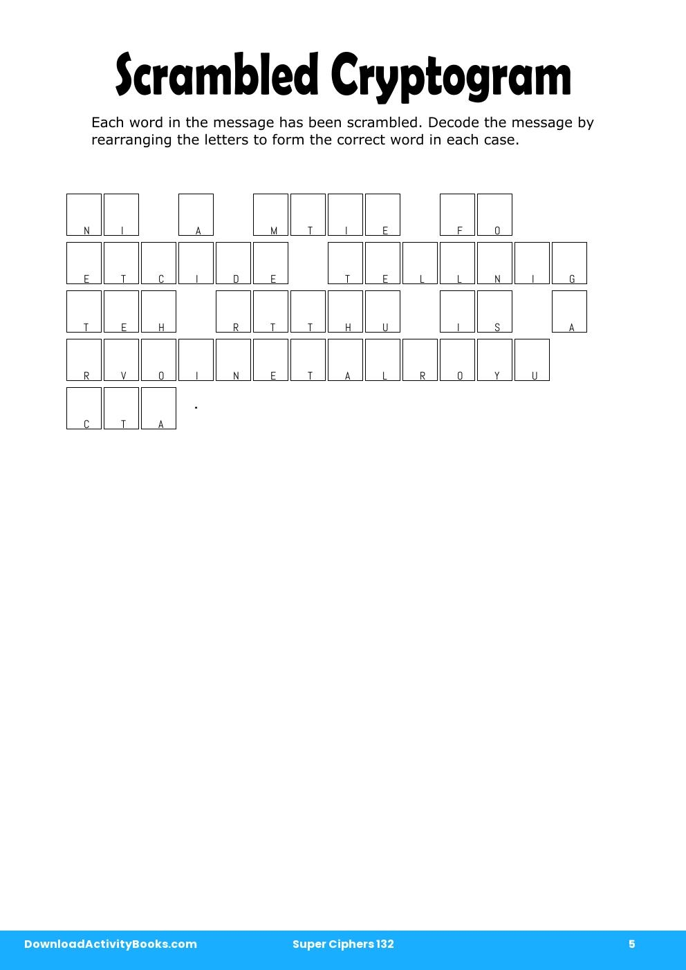 Scrambled Cryptogram in Super Ciphers 132