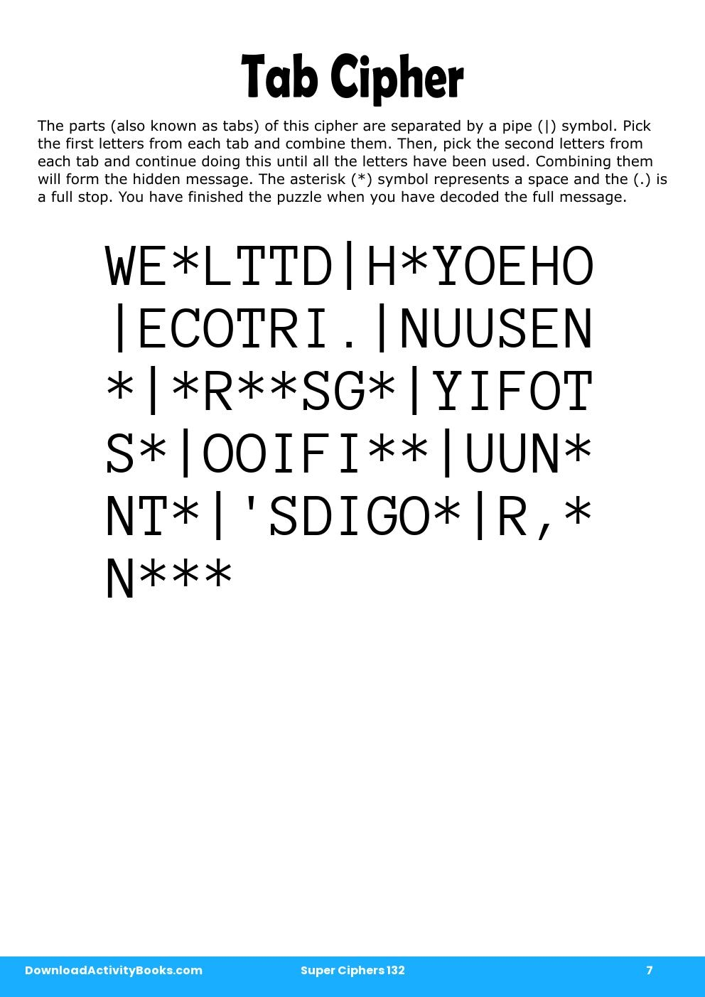 Tab Cipher in Super Ciphers 132